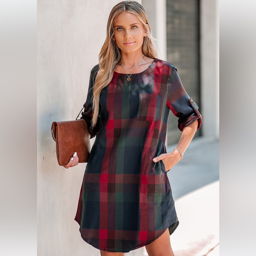 Tunic plaid, side zipper